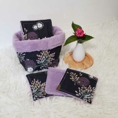 Lot de 7 lingettes lavables et son panier assorti Berlingotte Créations - bien-être - zéro-déchets